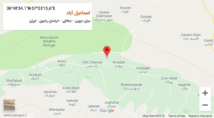 روستای اسماعیل آباد بر روی نقشه