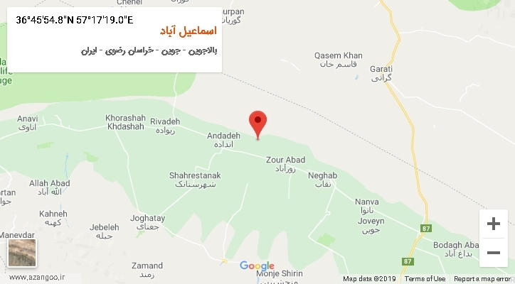 روستای اسماعیل آباد بر روی نقشه