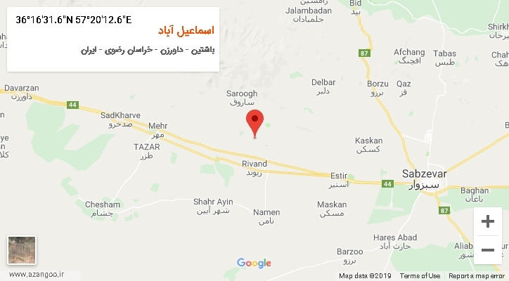 روستای اسماعیل آباد بر روی نقشه