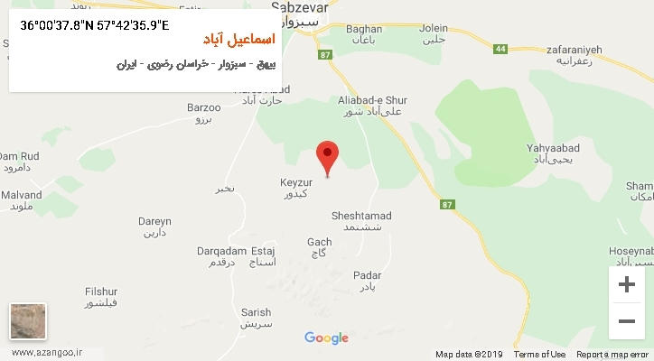 روستای اسماعیل آباد بر روی نقشه