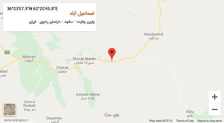 روستای اسماعیل آباد بر روی نقشه