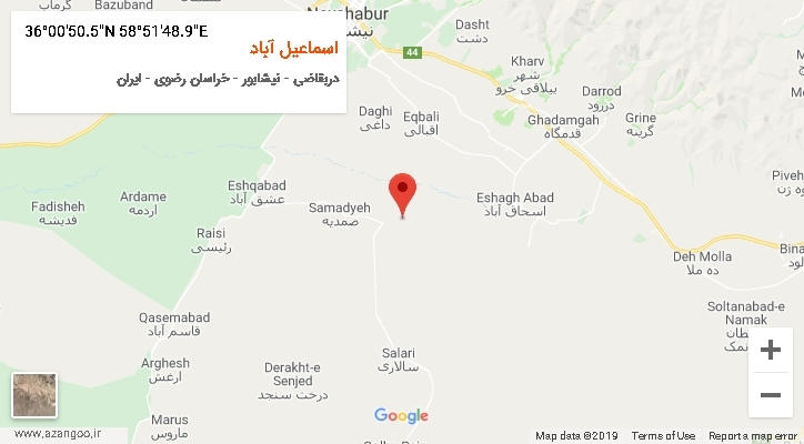 روستای اسماعیل آباد بر روی نقشه