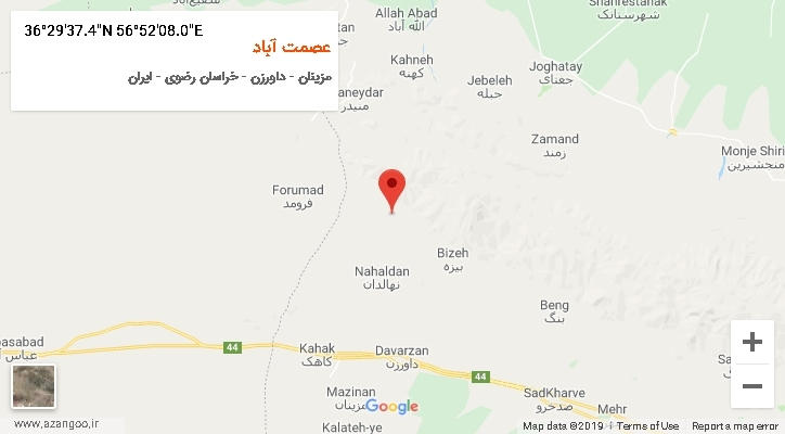 روستای عصمت آباد بر روی نقشه
