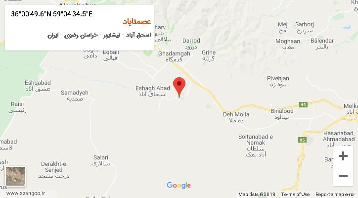 روستای عصمتاباد بر روی نقشه