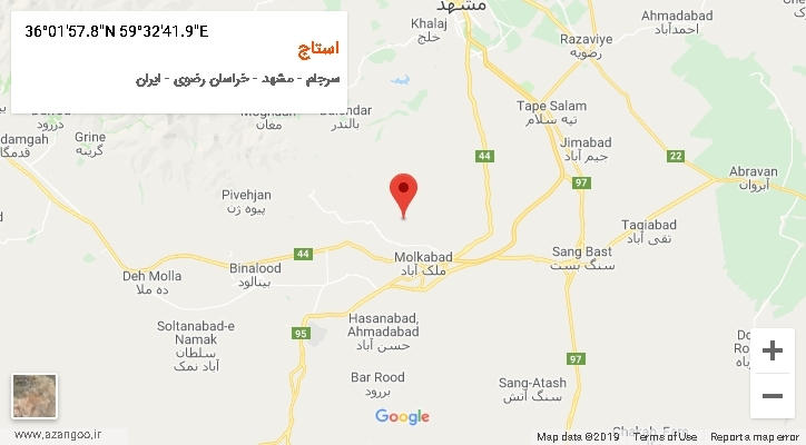 روستای استاج بر روی نقشه