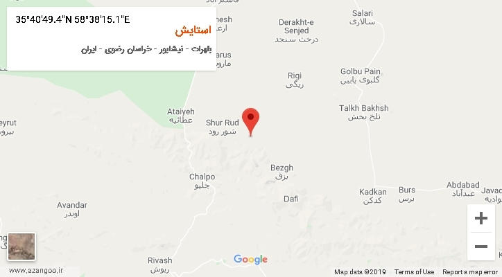 روستای استایش بر روی نقشه