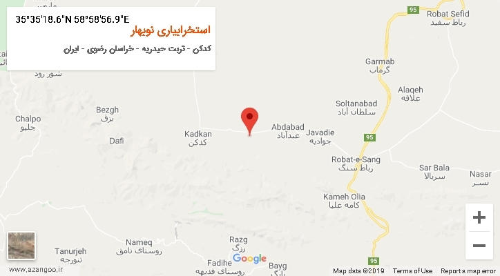 روستای استخرابیاری نوبهار بر روی نقشه