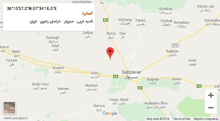 روستای استرد بر روی نقشه