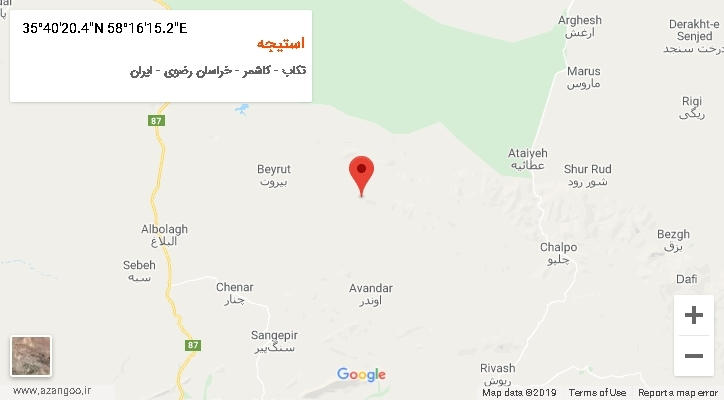 روستای استیجه بر روی نقشه
