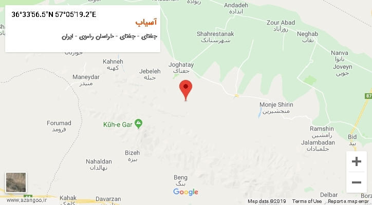 روستای آسیاب بر روی نقشه