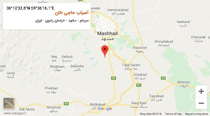 روستای آسیاب حاجی خان بر روی نقشه