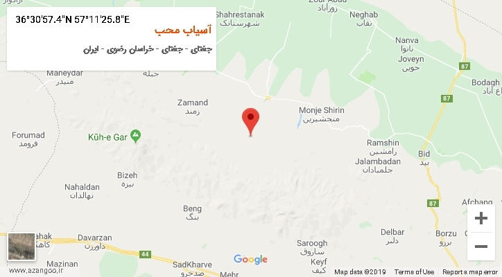 روستای آسیاب محب بر روی نقشه