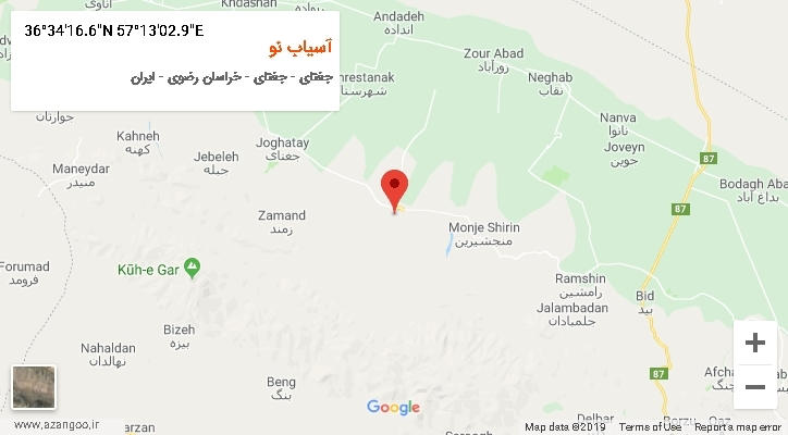 روستای آسیاب نو بر روی نقشه