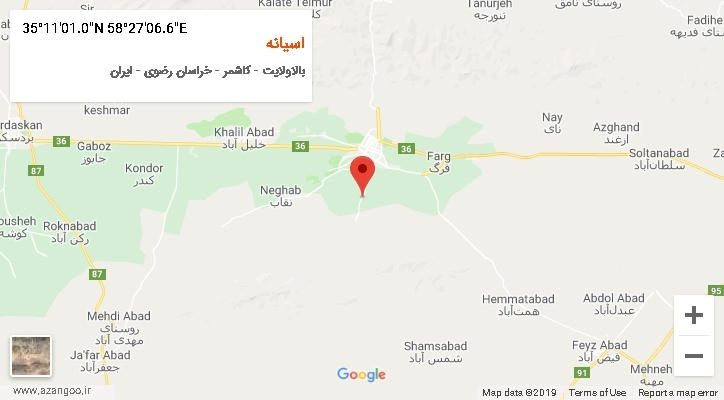روستای اسیانه بر روی نقشه