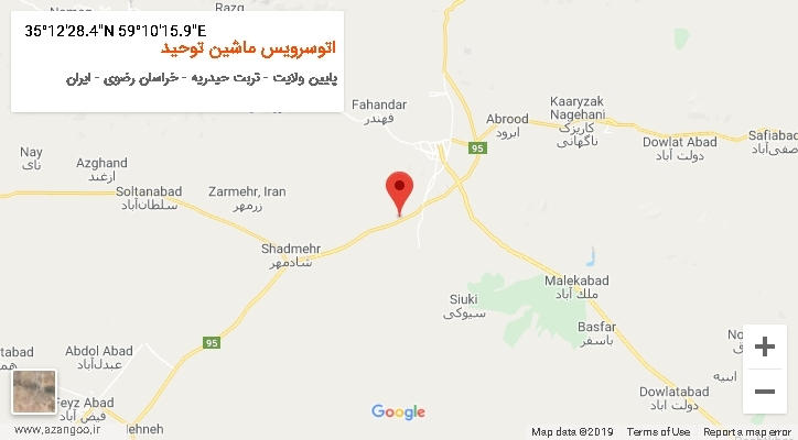 روستای اتوسرویس ماشین توحید بر روی نقشه