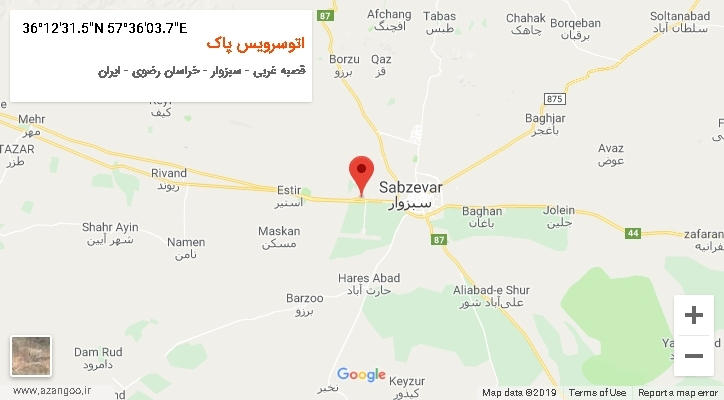 روستای اتوسرویس پاک بر روی نقشه