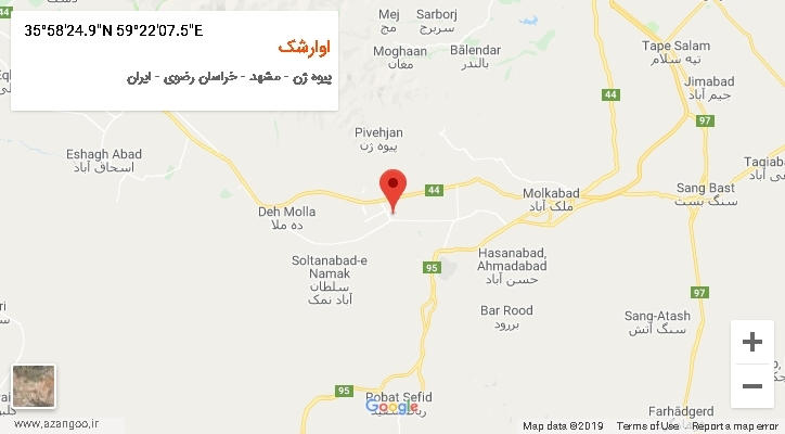 روستای اوارشک بر روی نقشه