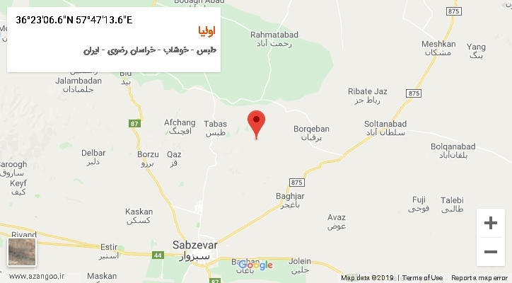 روستای اولیا بر روی نقشه