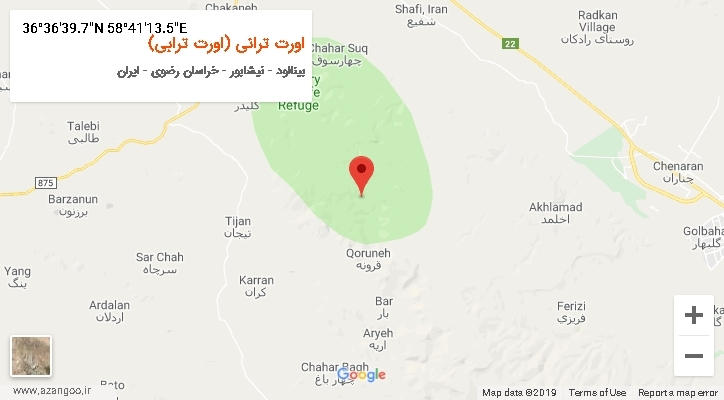 روستای اورت ترانی (اورت ترابی) بر روی نقشه