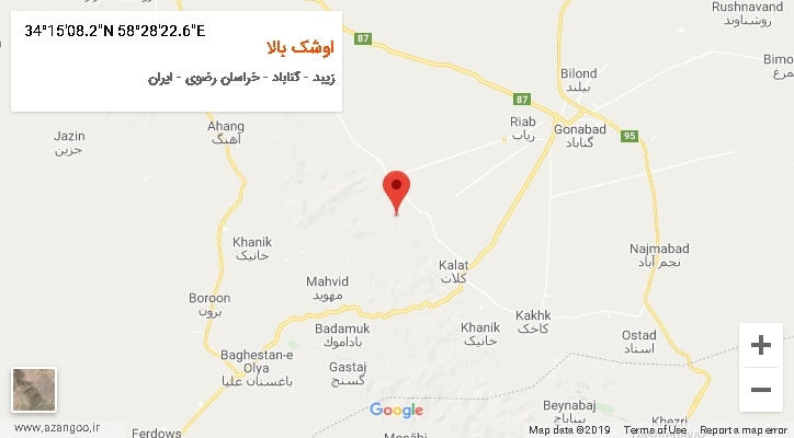 روستای اوشک بالا بر روی نقشه