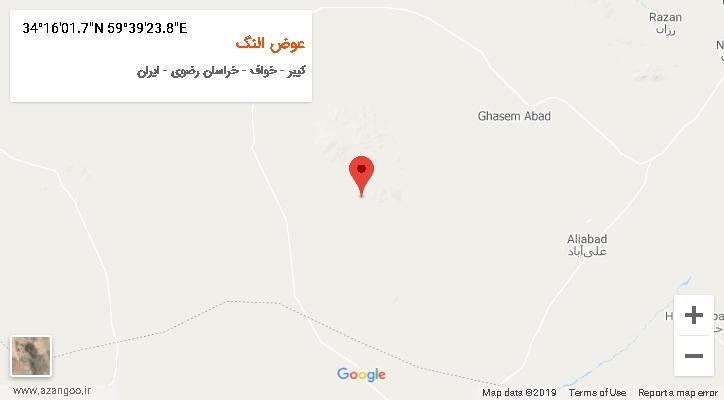 روستای عوض النگ بر روی نقشه