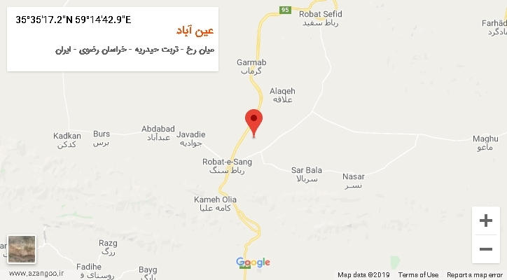 روستای عین آباد بر روی نقشه