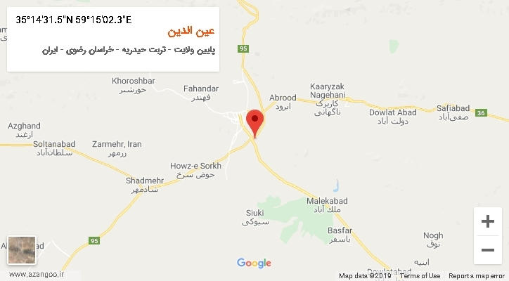 روستای عین الدین بر روی نقشه