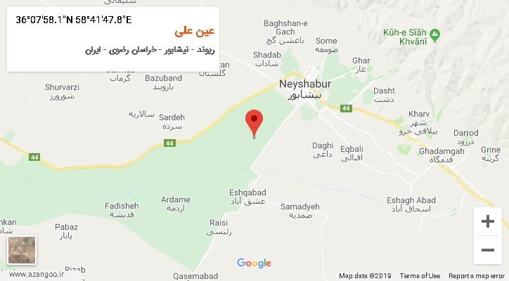 روستای عین علی بر روی نقشه