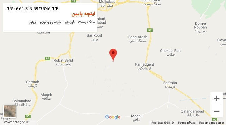 روستای اینچه پایین بر روی نقشه