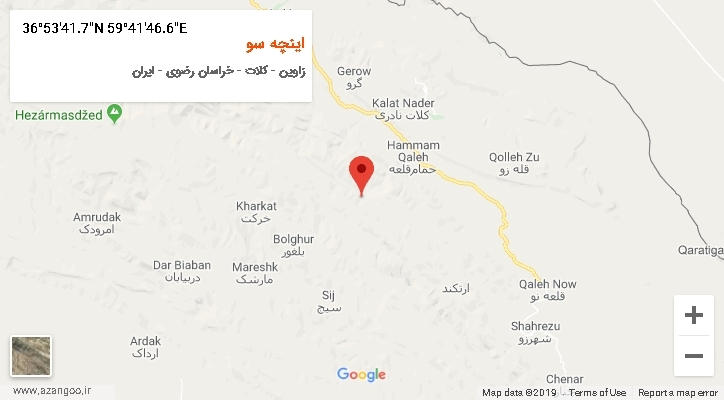 روستای اینچه سو بر روی نقشه