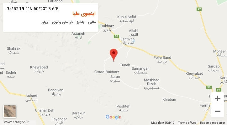 روستای اینجوی علیا بر روی نقشه