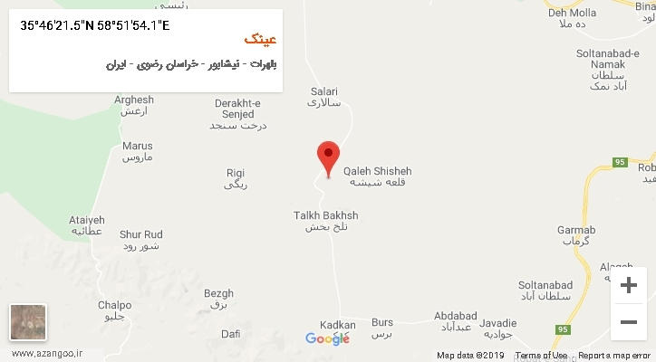 روستای عینک بر روی نقشه
