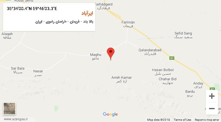 روستای ایرآباد بر روی نقشه