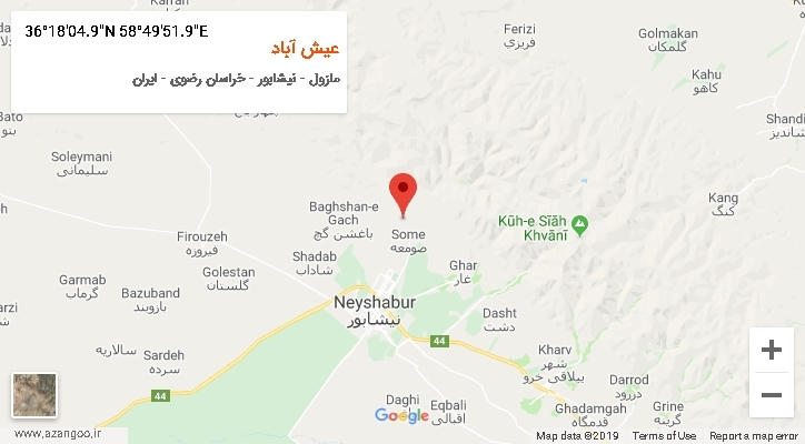 روستای عیش آباد بر روی نقشه