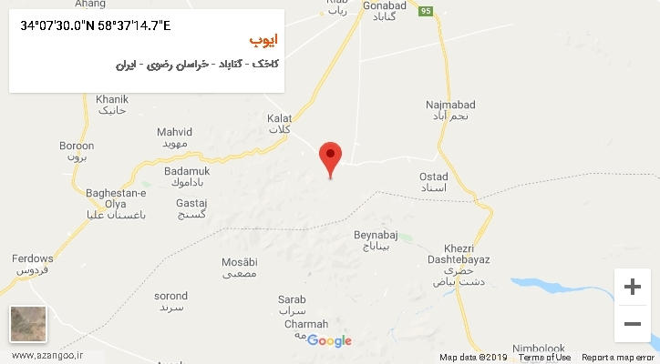 روستای ایوب بر روی نقشه