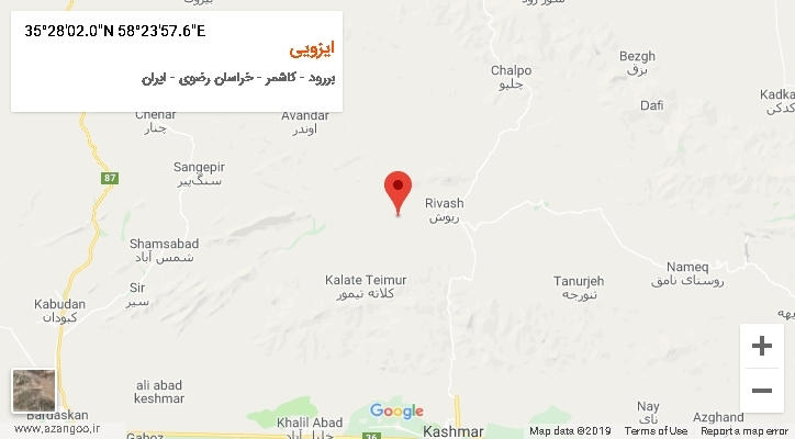روستای ایزویی بر روی نقشه
