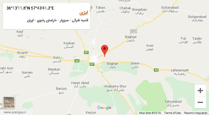 روستای ایزی بر روی نقشه