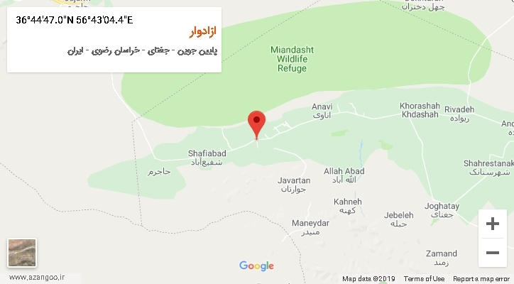 روستای ازادوار بر روی نقشه