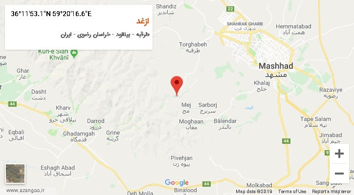 روستای ازغد بر روی نقشه