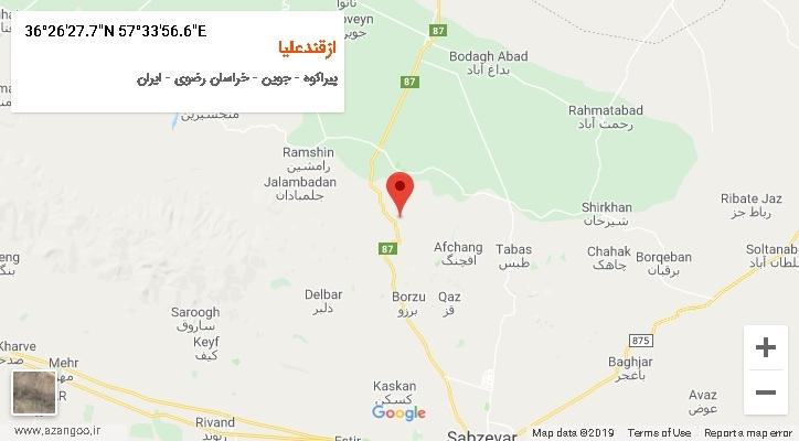 روستای ازقندعلیا بر روی نقشه