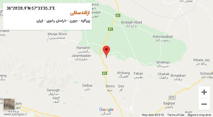 روستای ازقندسفلی بر روی نقشه