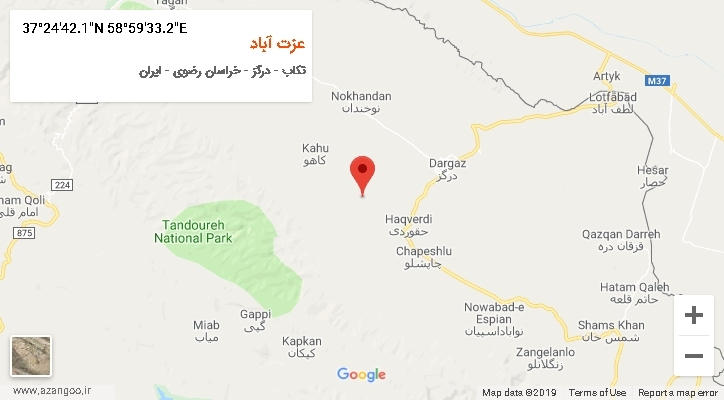 روستای عزت آباد بر روی نقشه