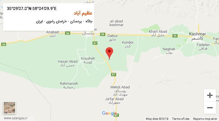 روستای عظیم آباد بر روی نقشه
