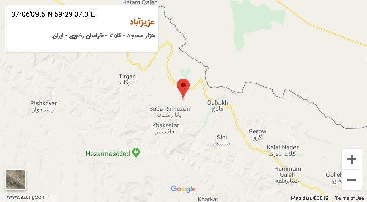 روستای عزیزآباد بر روی نقشه