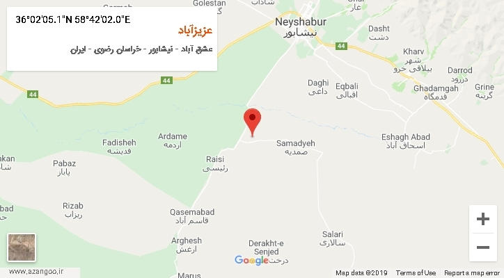 روستای عزیزآباد بر روی نقشه