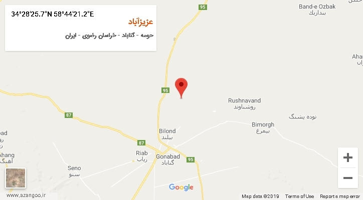 روستای عزیزآباد بر روی نقشه