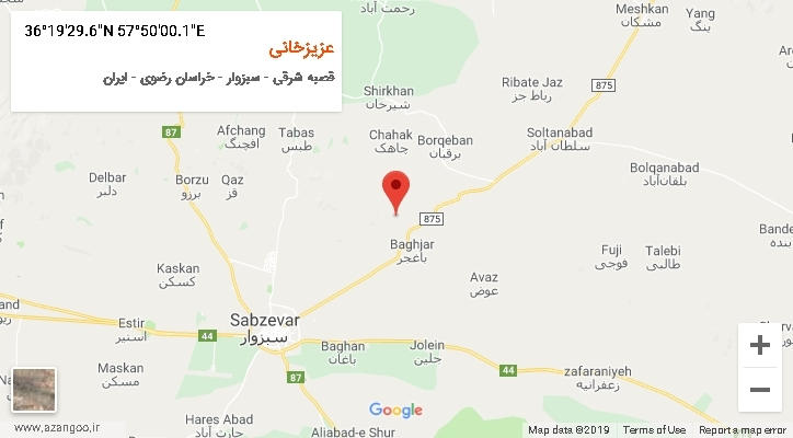 روستای عزیزخانی بر روی نقشه