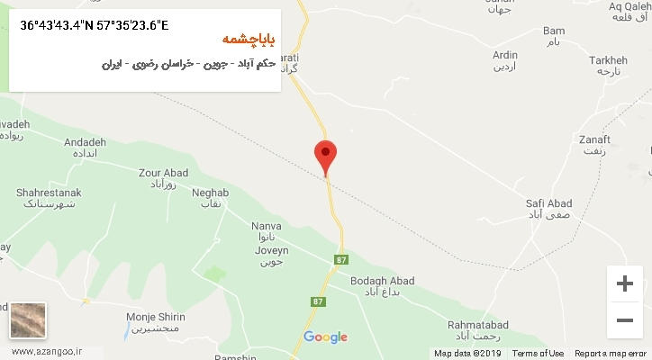 روستای باباچشمه بر روی نقشه