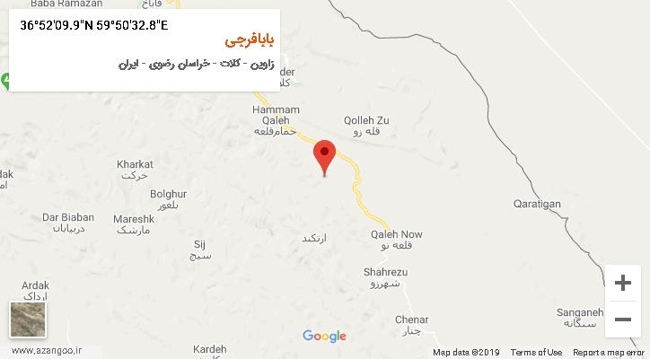 روستای بابافرجی بر روی نقشه