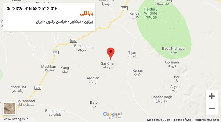 روستای باباقلی بر روی نقشه